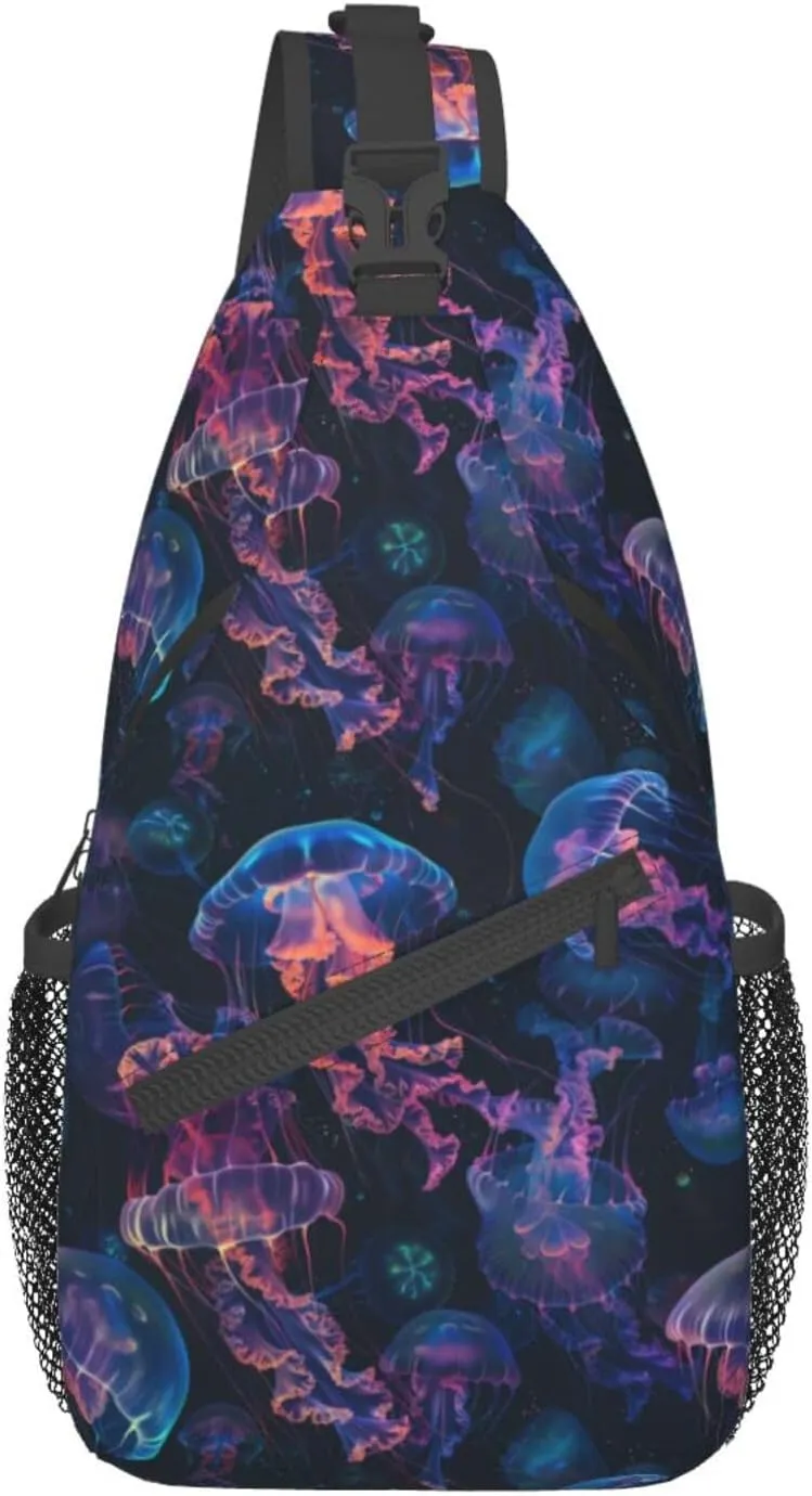 Jellyfish Sling Backpack Chest Bag Crossbody Shoulder Bag Gym Cycling Travel Hiking Daypack For Men Women