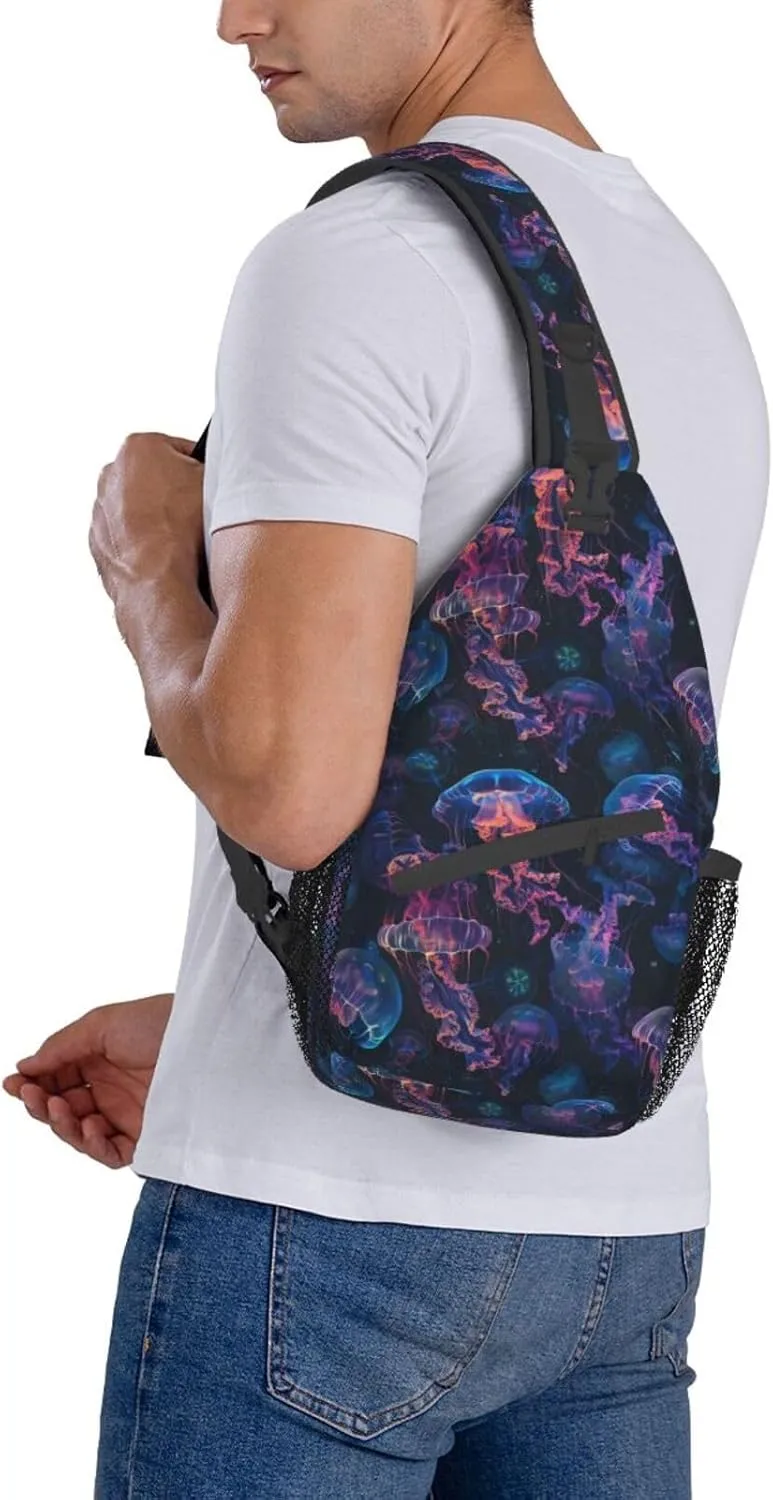 Jellyfish Sling Backpack Chest Bag Crossbody Shoulder Bag Gym Cycling Travel Hiking Daypack For Men Women