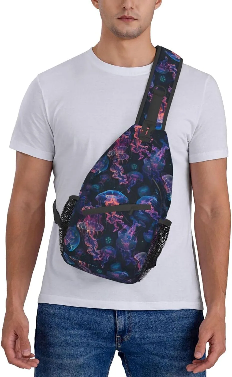 Jellyfish Sling Backpack Chest Bag Crossbody Shoulder Bag Gym Cycling Travel Hiking Daypack For Men Women