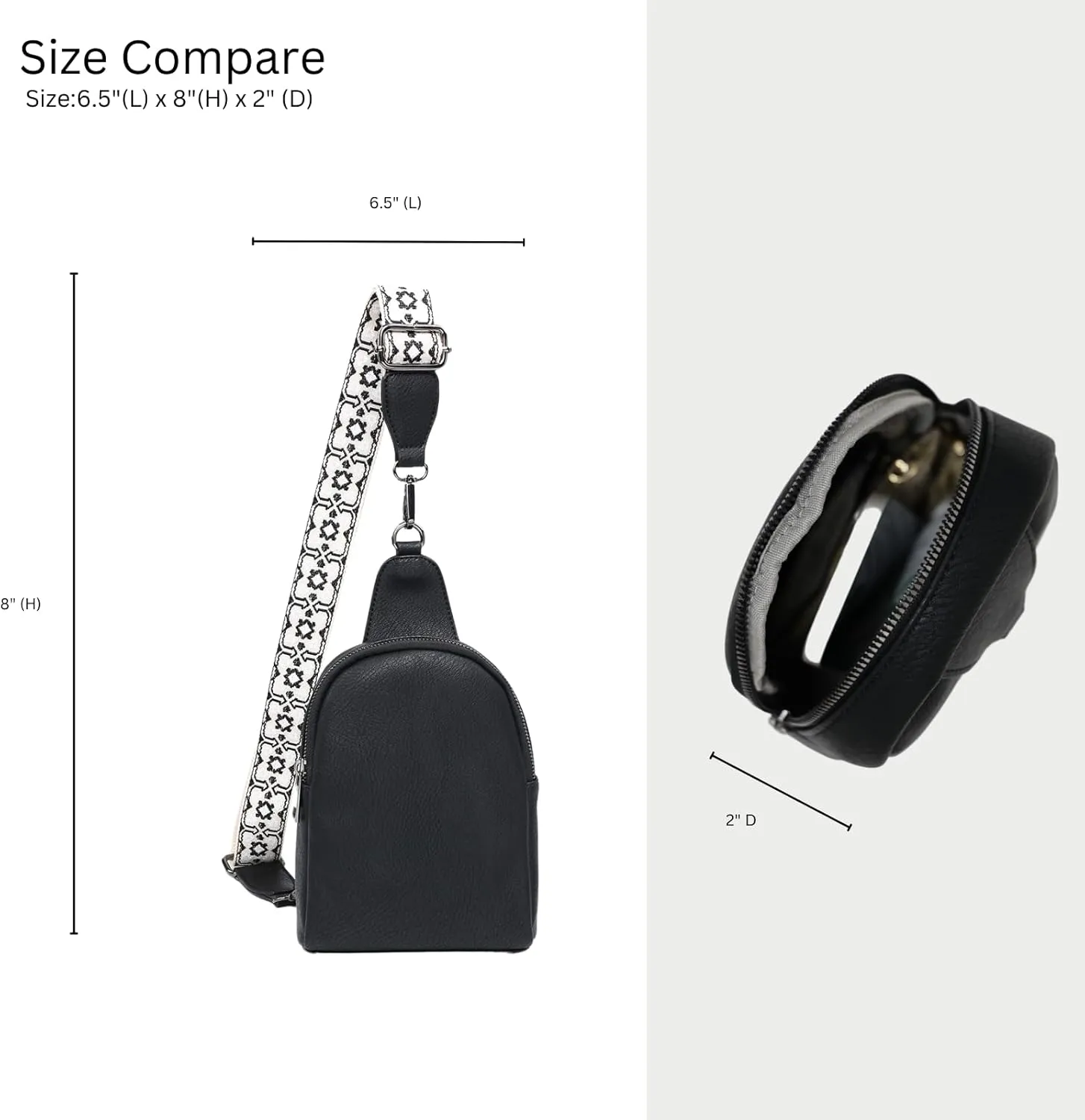 JEN & CO. Ellen Small Sling Bag for Women Vegan Leather Crossbody Fanny Pack Chest Bag with Guitar Strap for Travel
