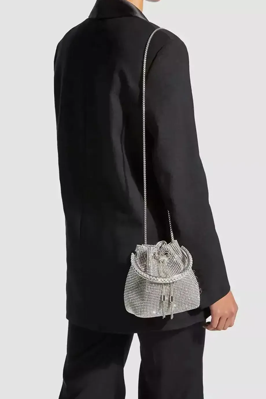 Jennifer Χρυσό Τσαντάκι Bucket Bag με Κρύσταλλα