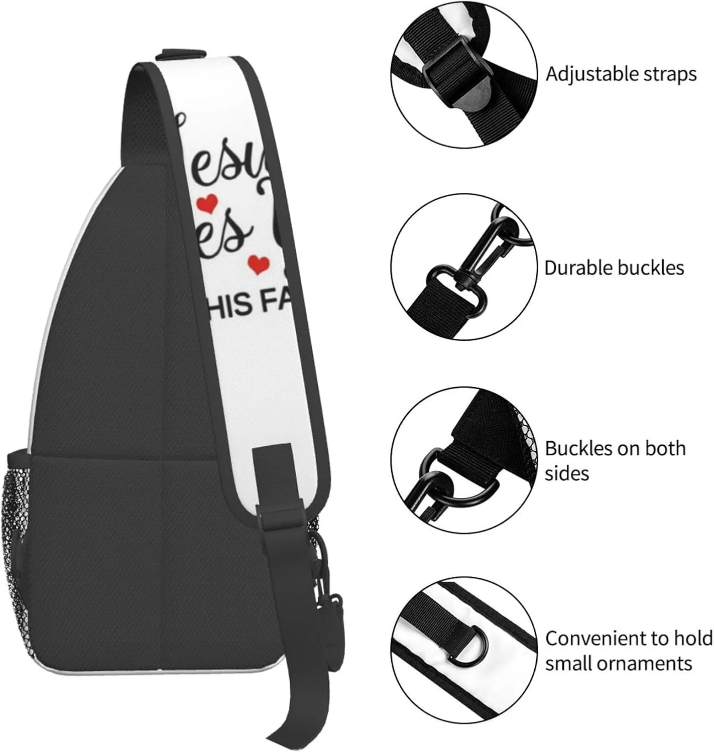 Jesus Sling Bag,Casual Crossbody Backpack Shoulder Chest Bag for Women Men Travel Hiking Daypack