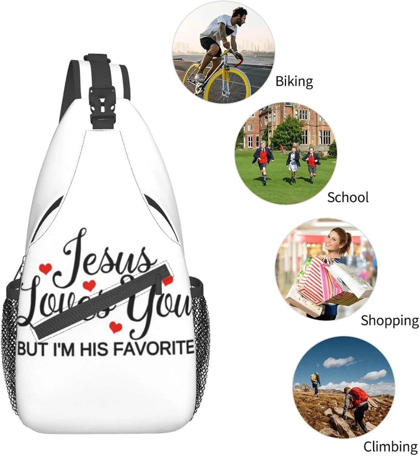 Jesus Sling Bag,Casual Crossbody Backpack Shoulder Chest Bag for Women Men Travel Hiking Daypack