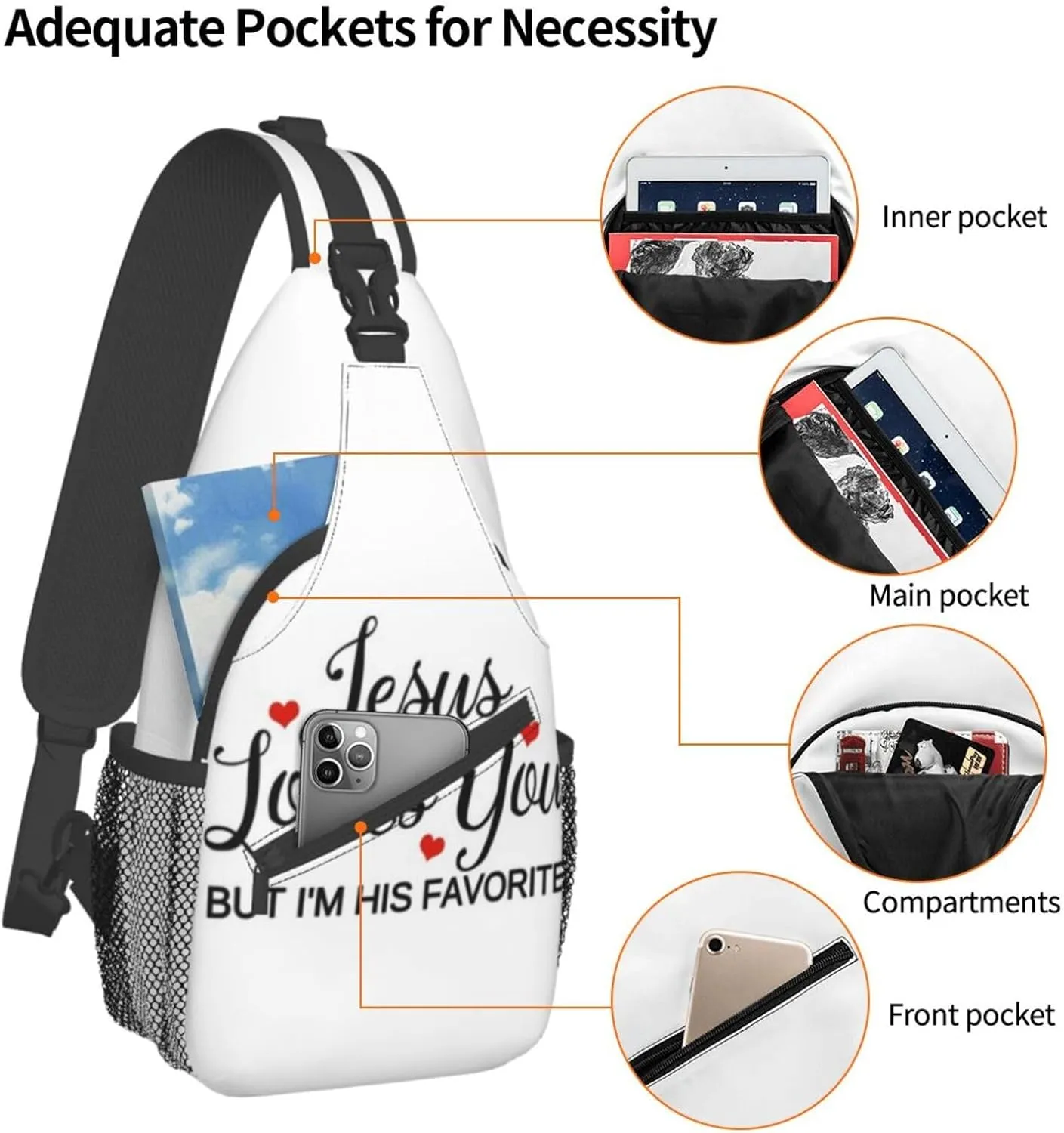 Jesus Sling Bag,Casual Crossbody Backpack Shoulder Chest Bag for Women Men Travel Hiking Daypack