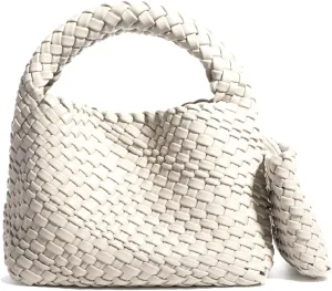 JINMANXUE Fashion Handbag for Women, Woven Tote Bucket Composite Bag, Knitting Chain Crossbody Shoulder Purse