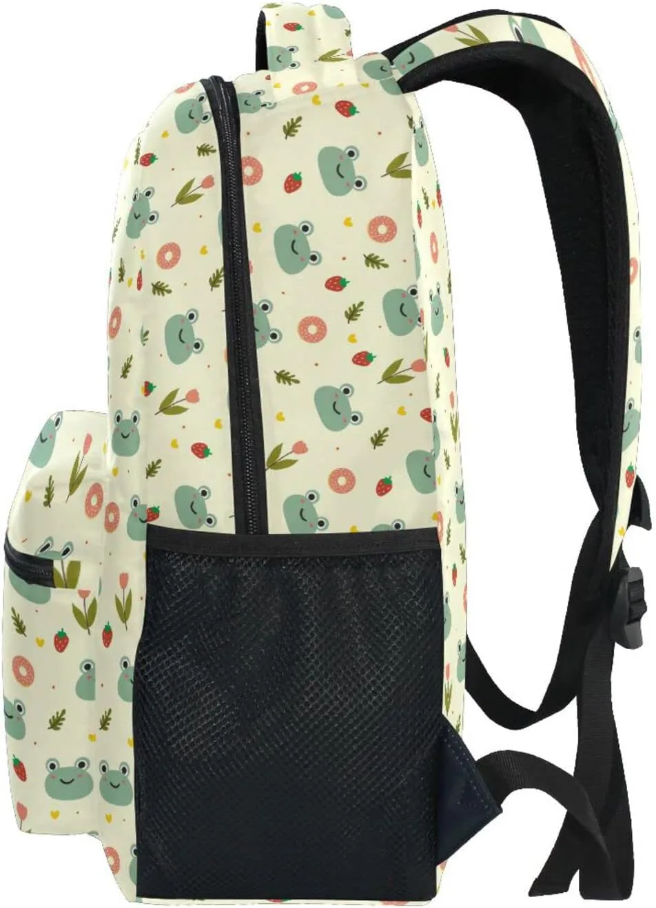 JIPONI Cute Frog Flower Strawberry Backpack For Girls Boys, Student School Bag Bookbag Travel Laptop Backpack Purse Daypack