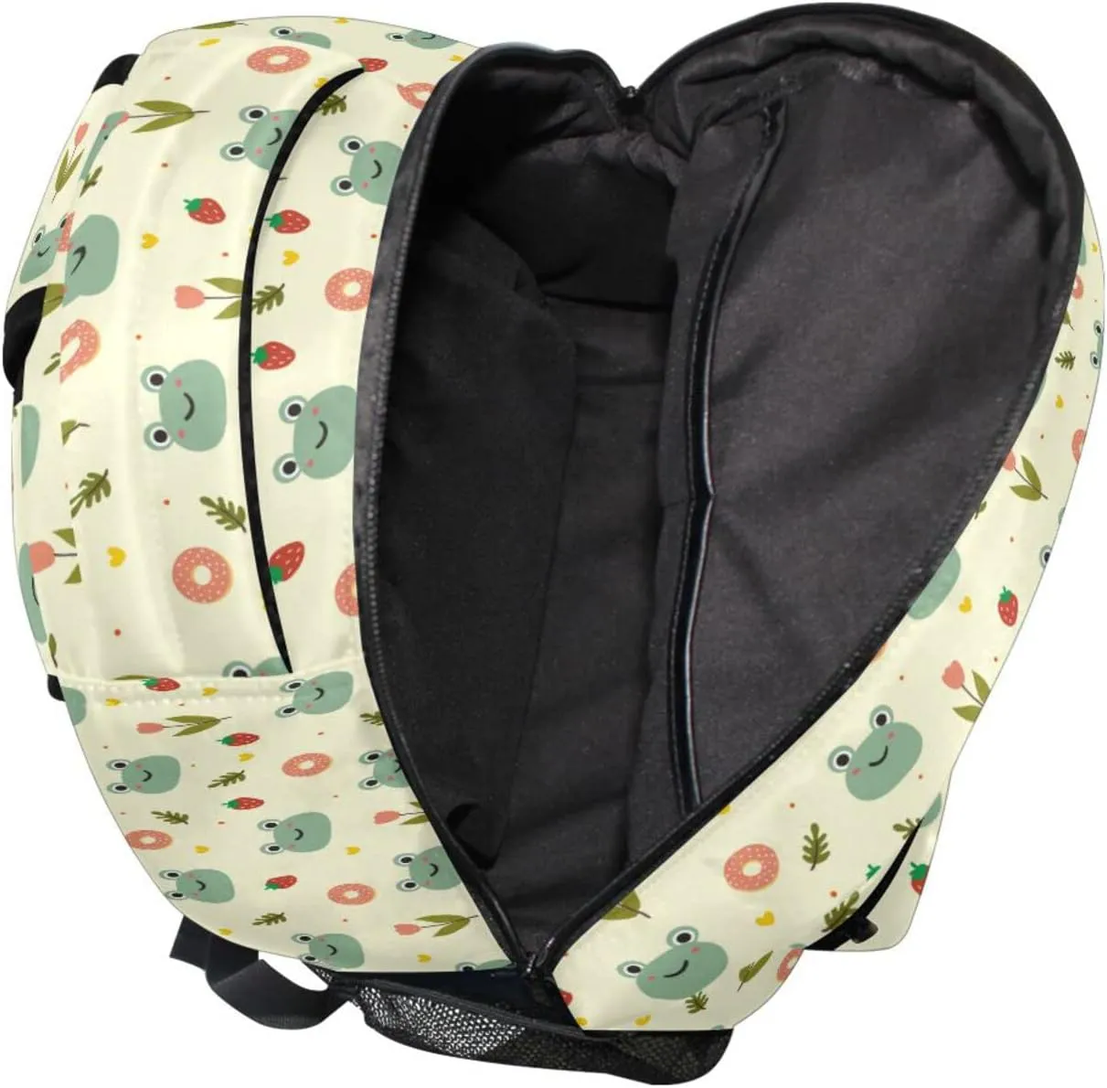 JIPONI Cute Frog Flower Strawberry Backpack For Girls Boys, Student School Bag Bookbag Travel Laptop Backpack Purse Daypack