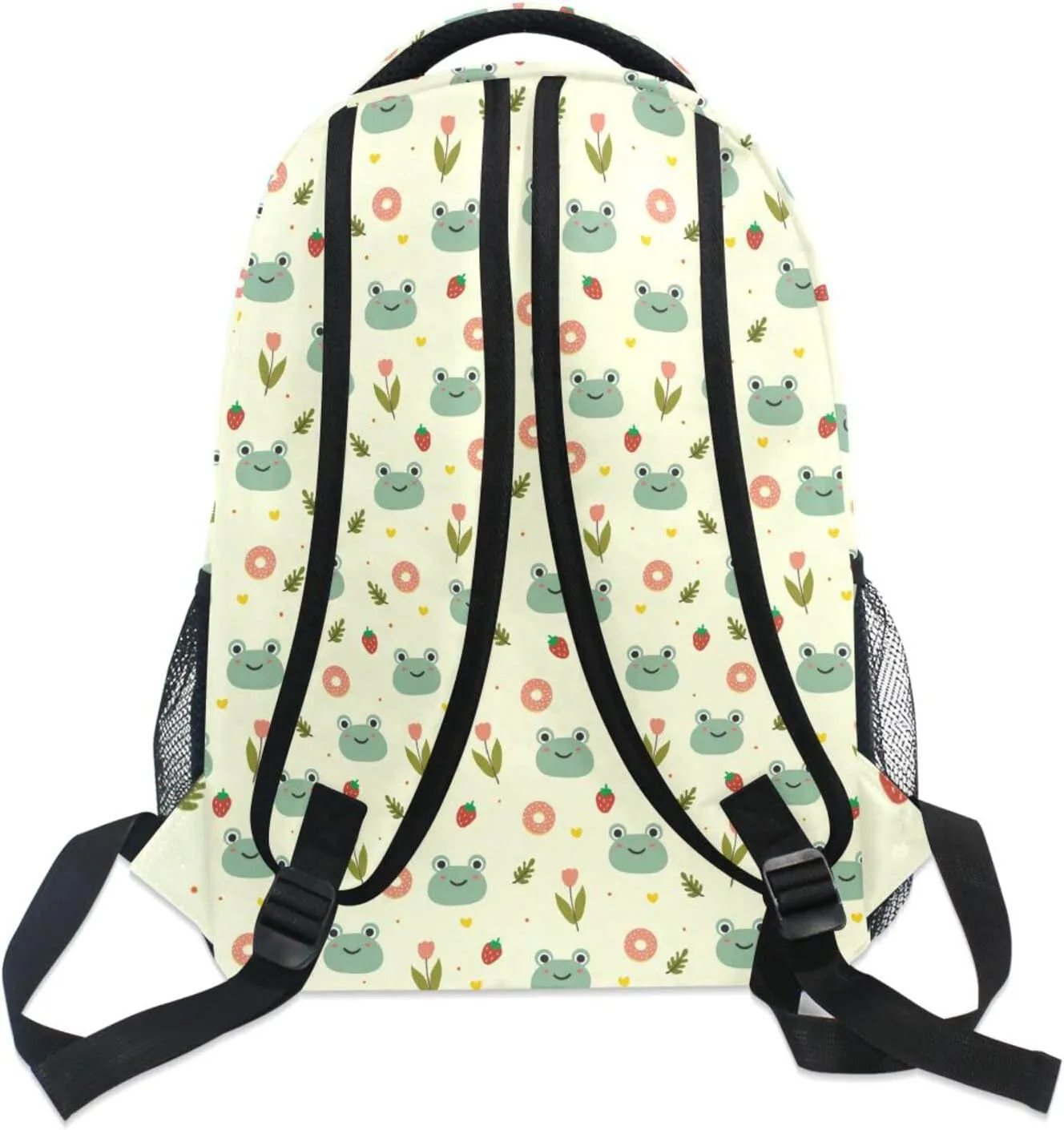 JIPONI Cute Frog Flower Strawberry Backpack For Girls Boys, Student School Bag Bookbag Travel Laptop Backpack Purse Daypack