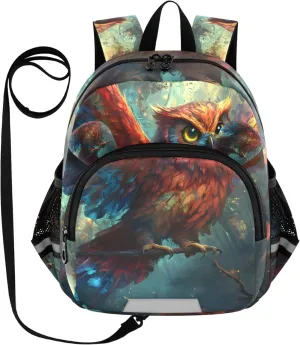 Joisal Mystical Owl Fantasy Glow Toddler Backpack for Kids Shoulder Boys Preschool Kids Bookbag Girls Cute M 10L