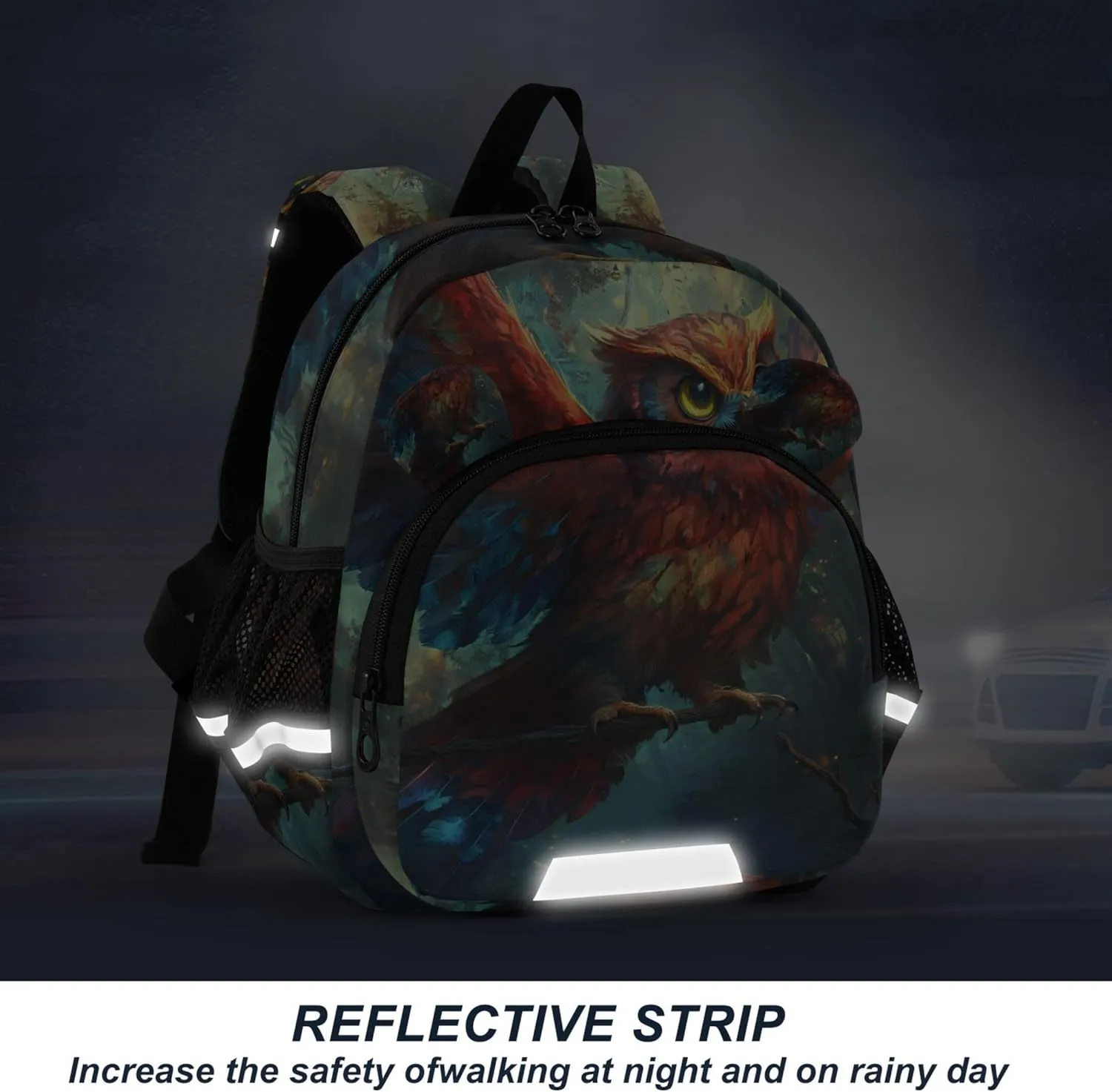 Joisal Mystical Owl Fantasy Glow Toddler Backpack for Kids Shoulder Boys Preschool Kids Bookbag Girls Cute M 10L