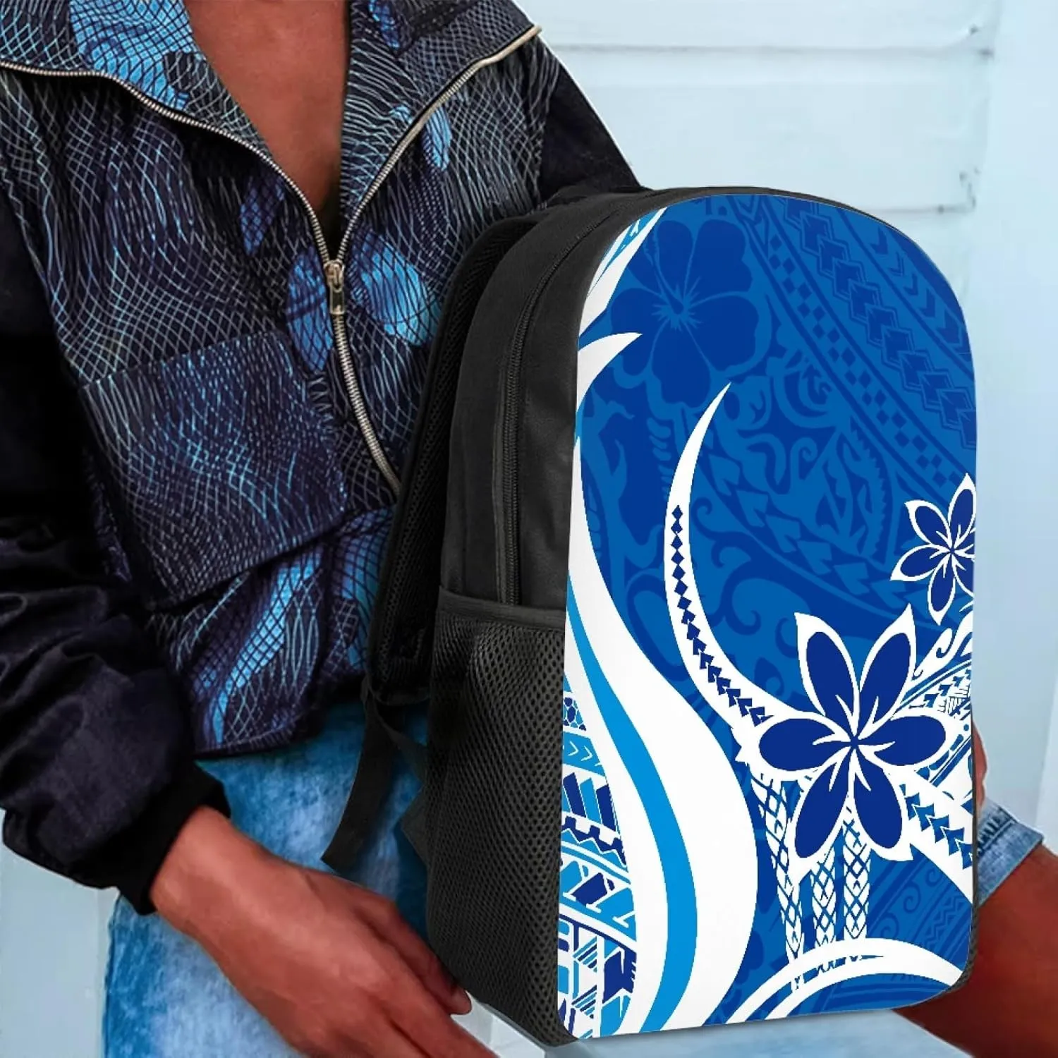 JooMeryer Casual Backpacks for Men Women Polynesian American Samoa Printed Lightweight Laptop Bags Travel Bookbag Knapsack,Polynesian Plumeria Flower