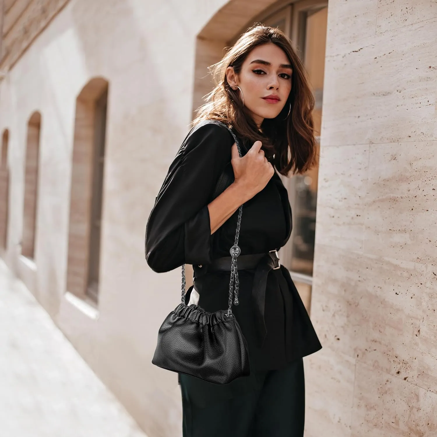 Joryin Trendy Dumpling Women's Crossbody Bag - Evening Clutch Vegan & Genuine Leather Hobo Cloud Purse