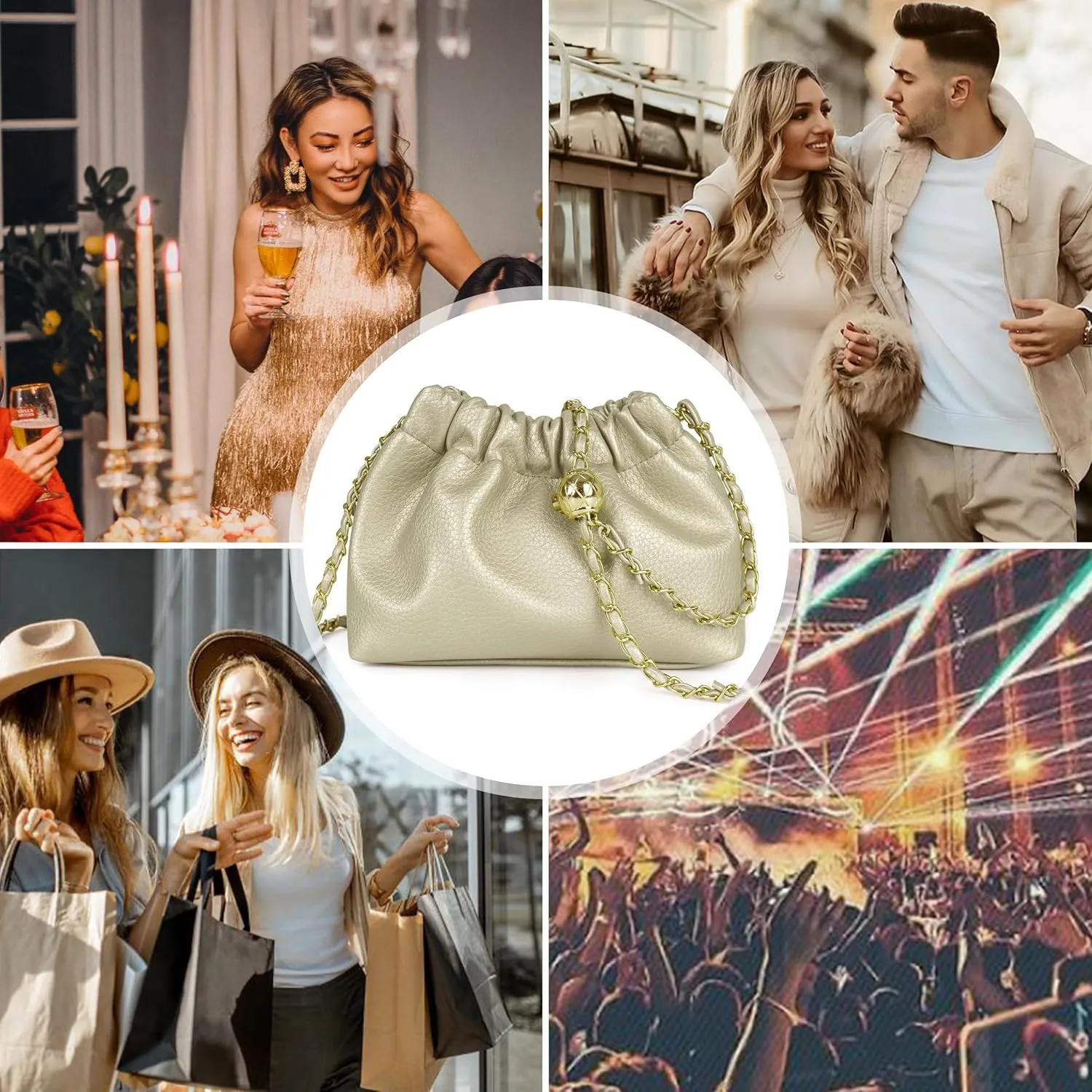 Joryin Trendy Dumpling Women's Crossbody Bag - Evening Clutch Vegan & Genuine Leather Hobo Cloud Purse