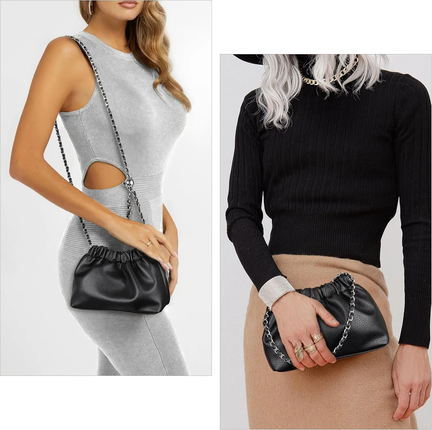 Joryin Trendy Dumpling Women's Crossbody Bag - Evening Clutch Vegan & Genuine Leather Hobo Cloud Purse