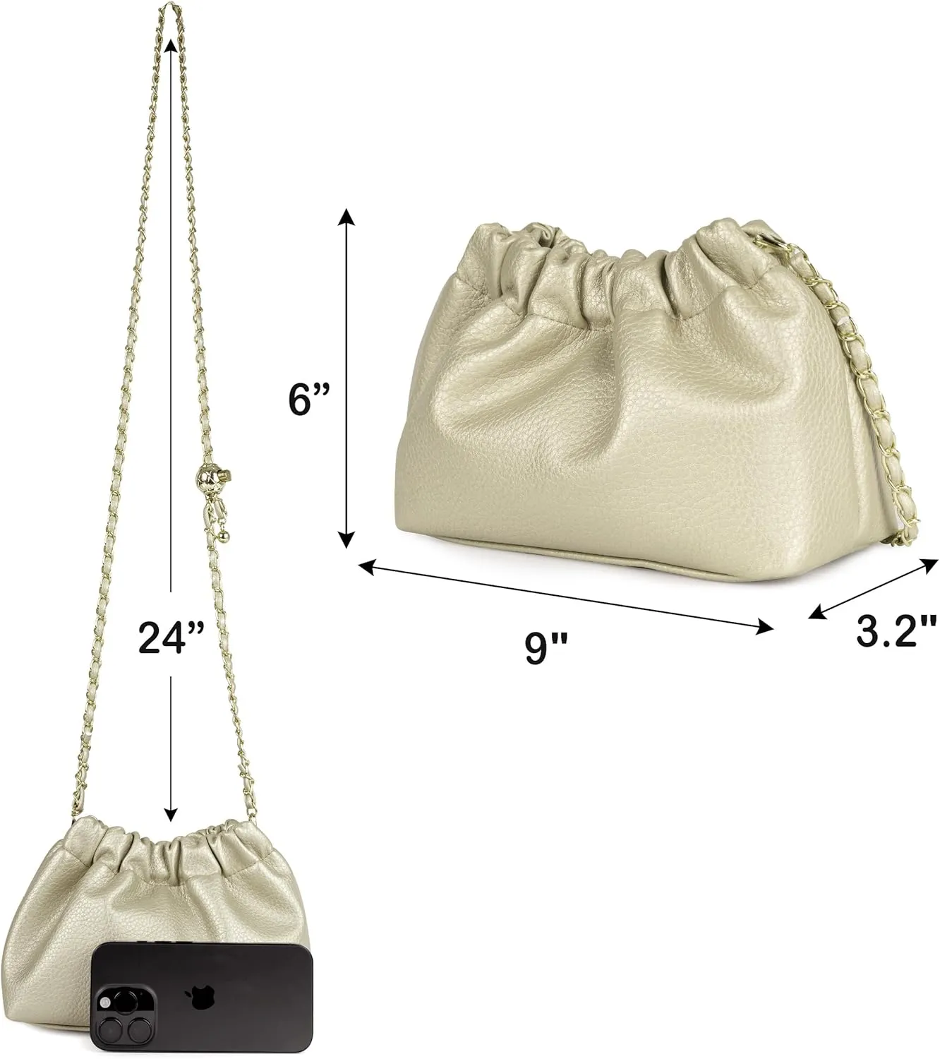 Joryin Trendy Dumpling Women's Crossbody Bag - Evening Clutch Vegan & Genuine Leather Hobo Cloud Purse