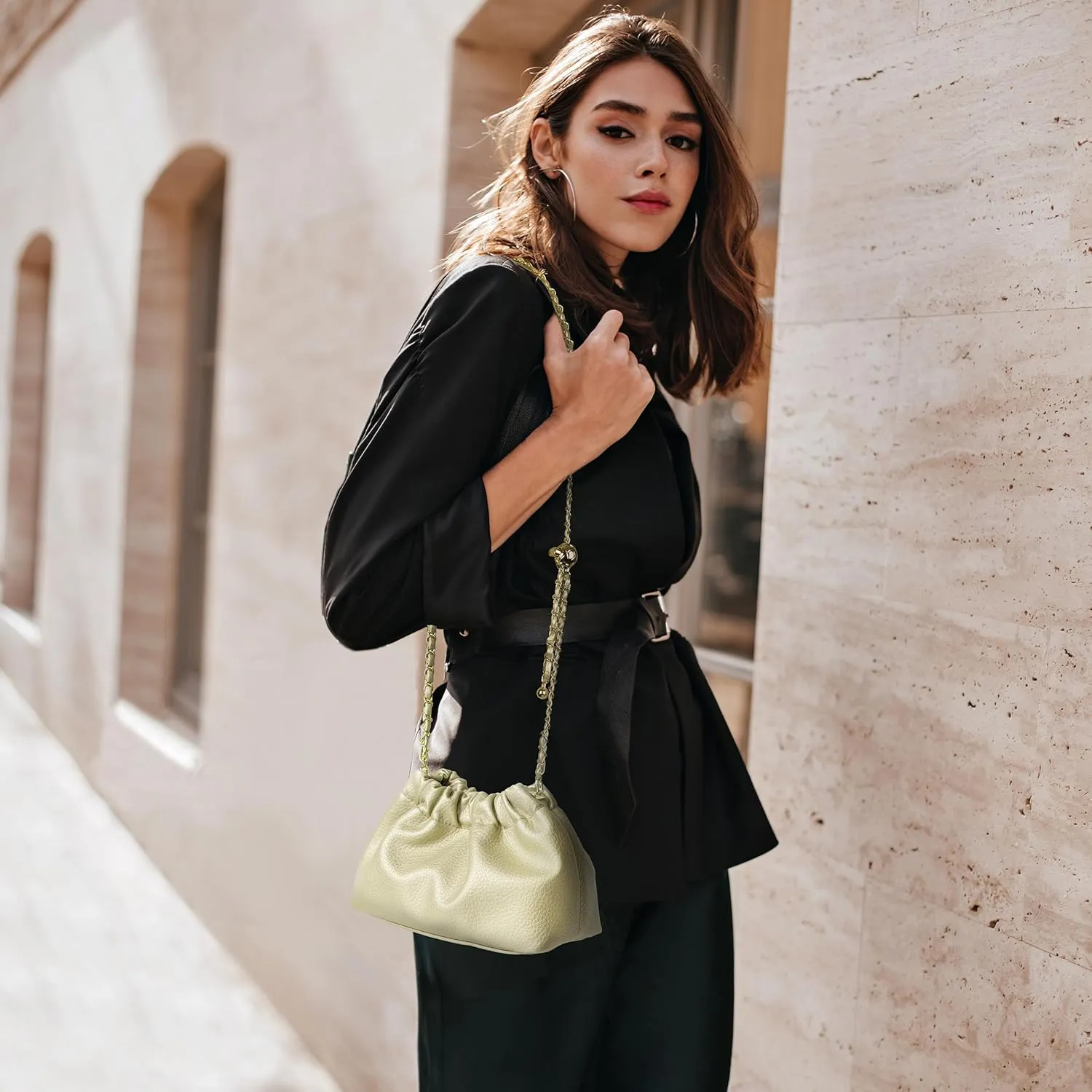 Joryin Trendy Dumpling Women's Crossbody Bag - Evening Clutch Vegan & Genuine Leather Hobo Cloud Purse