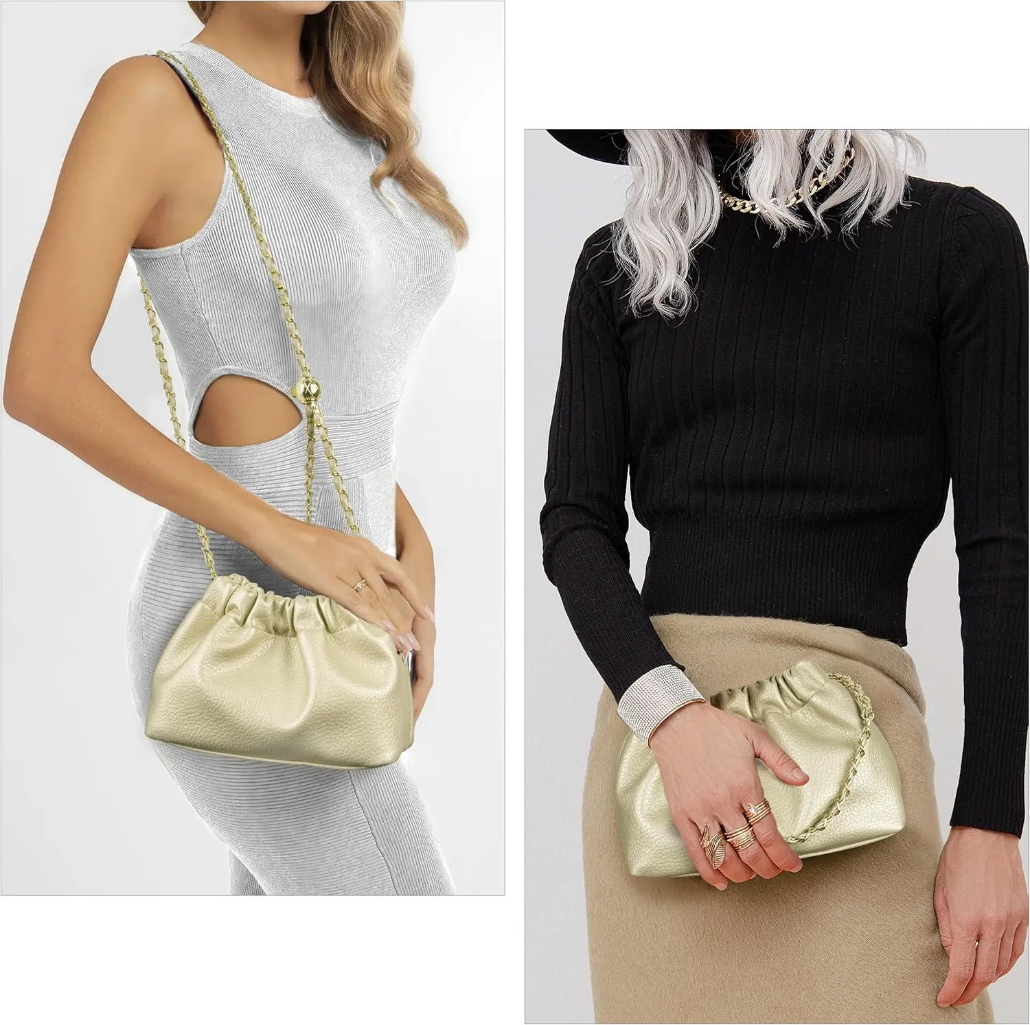 Joryin Trendy Dumpling Women's Crossbody Bag - Evening Clutch Vegan & Genuine Leather Hobo Cloud Purse
