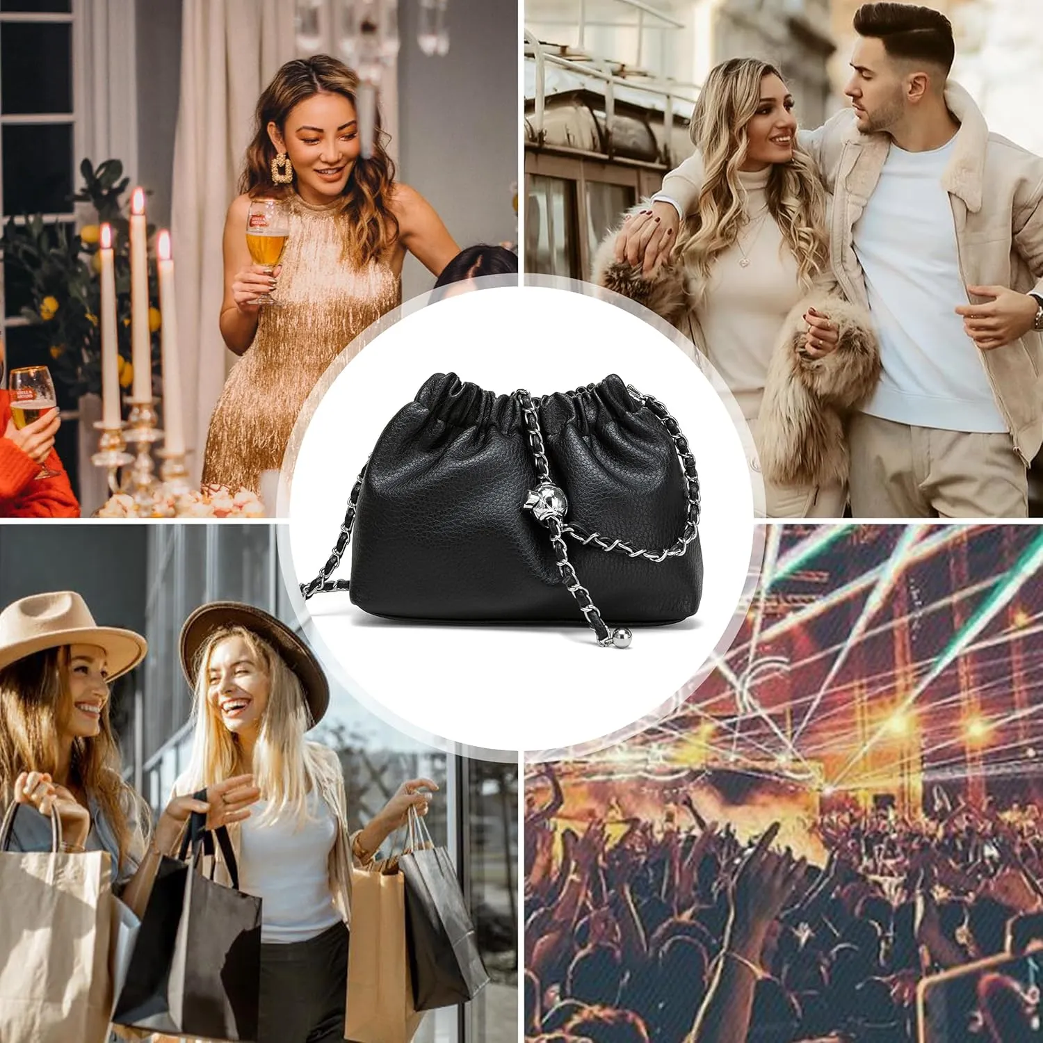 Joryin Trendy Dumpling Women's Crossbody Bag - Evening Clutch Vegan & Genuine Leather Hobo Cloud Purse