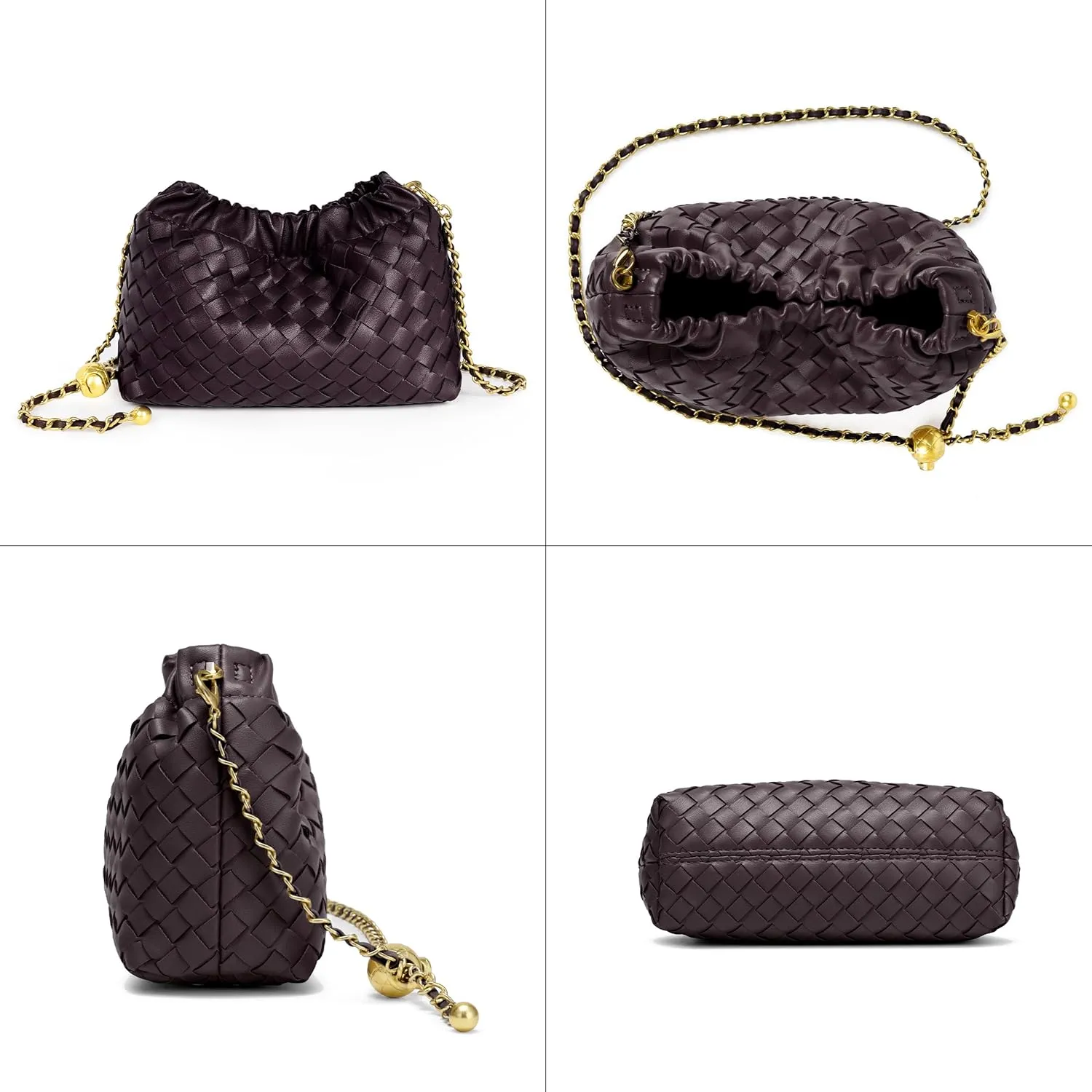 Joryin Woven Women's Crossbody Bag & Evening Purse, Trendy Dumpling Clutch & Hobo Cloud Shoulder Bag Trendy Dumpling Clutch