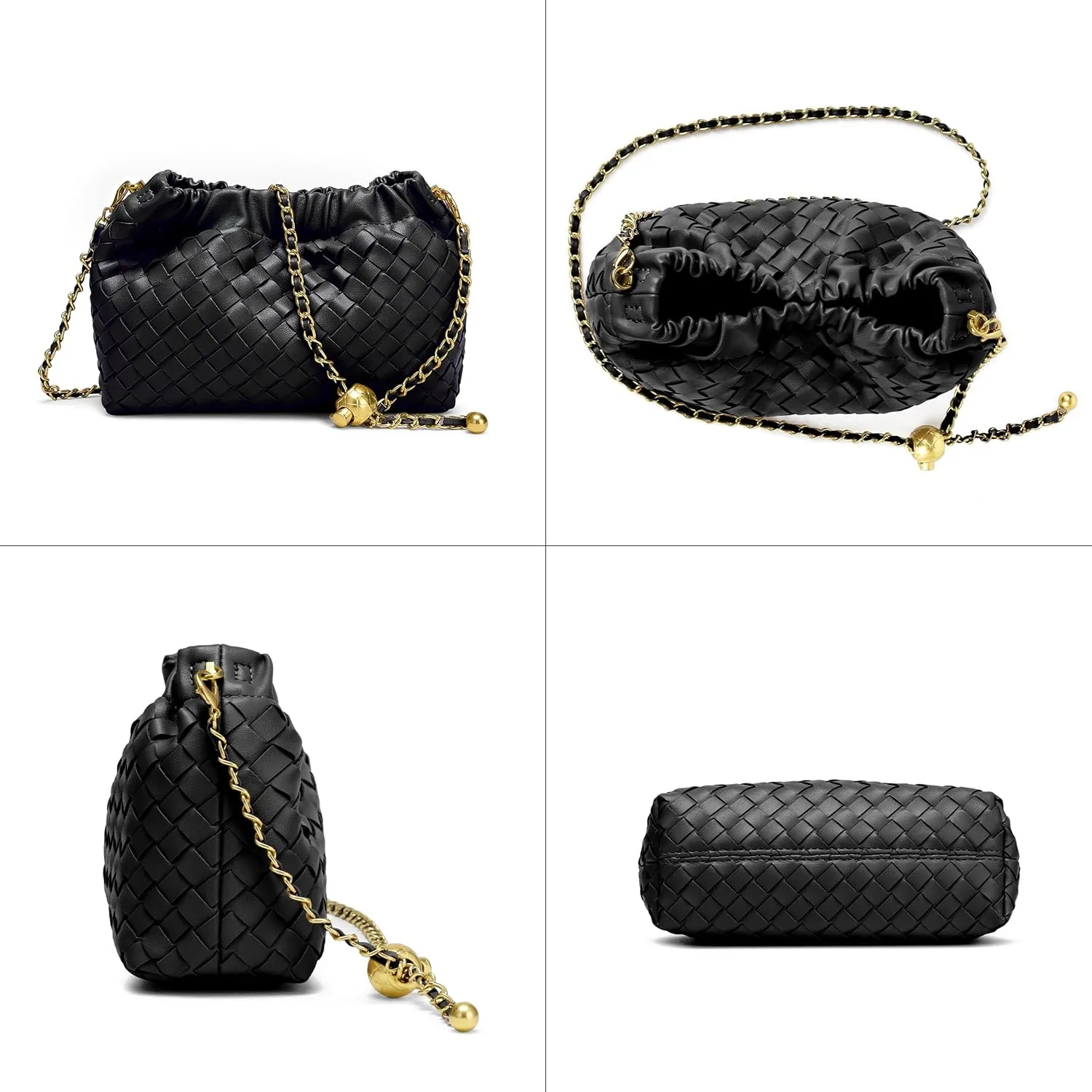 Joryin Woven Women's Crossbody Bag & Evening Purse, Trendy Dumpling Clutch & Hobo Cloud Shoulder Bag Trendy Dumpling Clutch