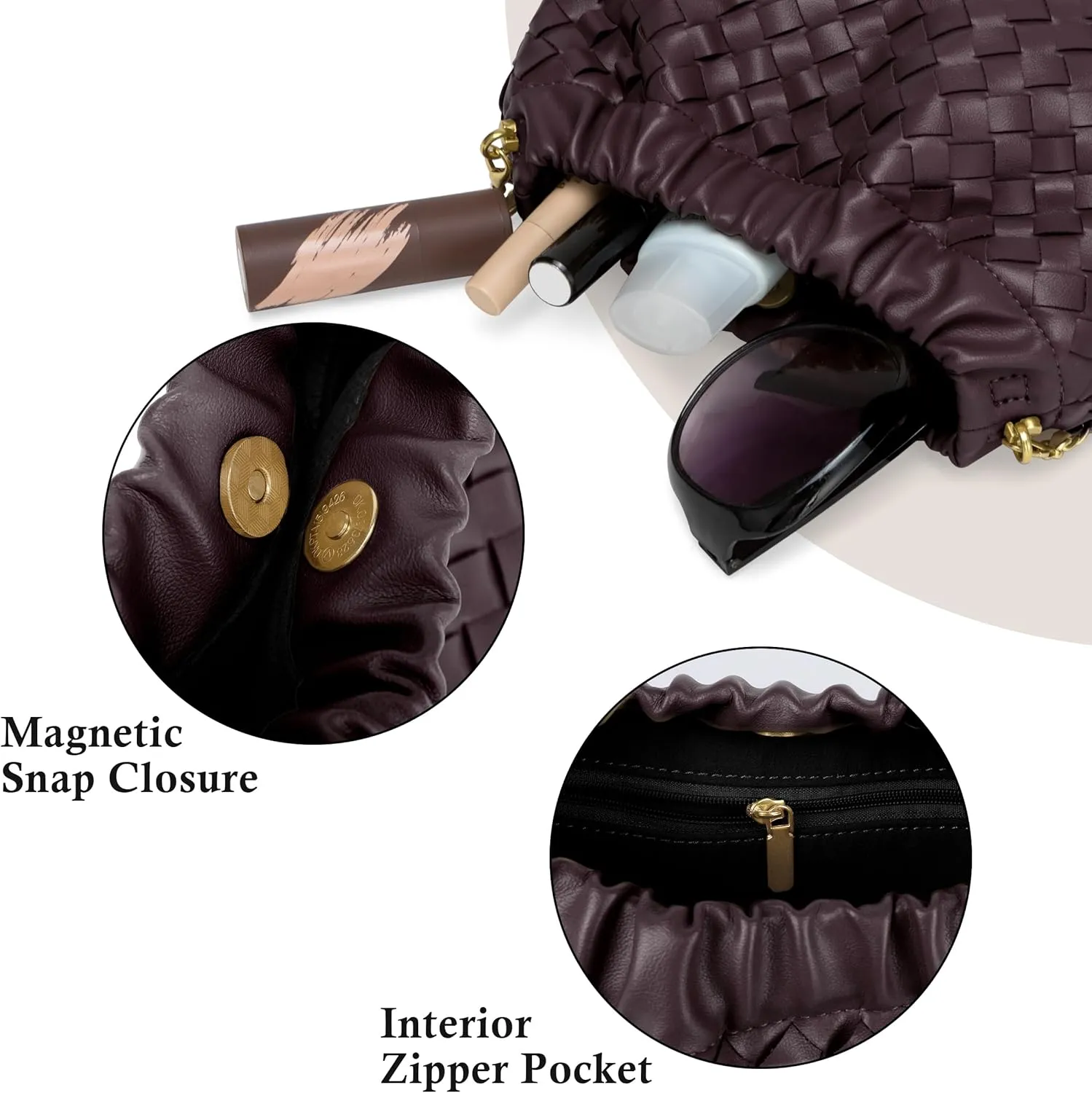 Joryin Woven Women's Crossbody Bag & Evening Purse, Trendy Dumpling Clutch & Hobo Cloud Shoulder Bag Trendy Dumpling Clutch