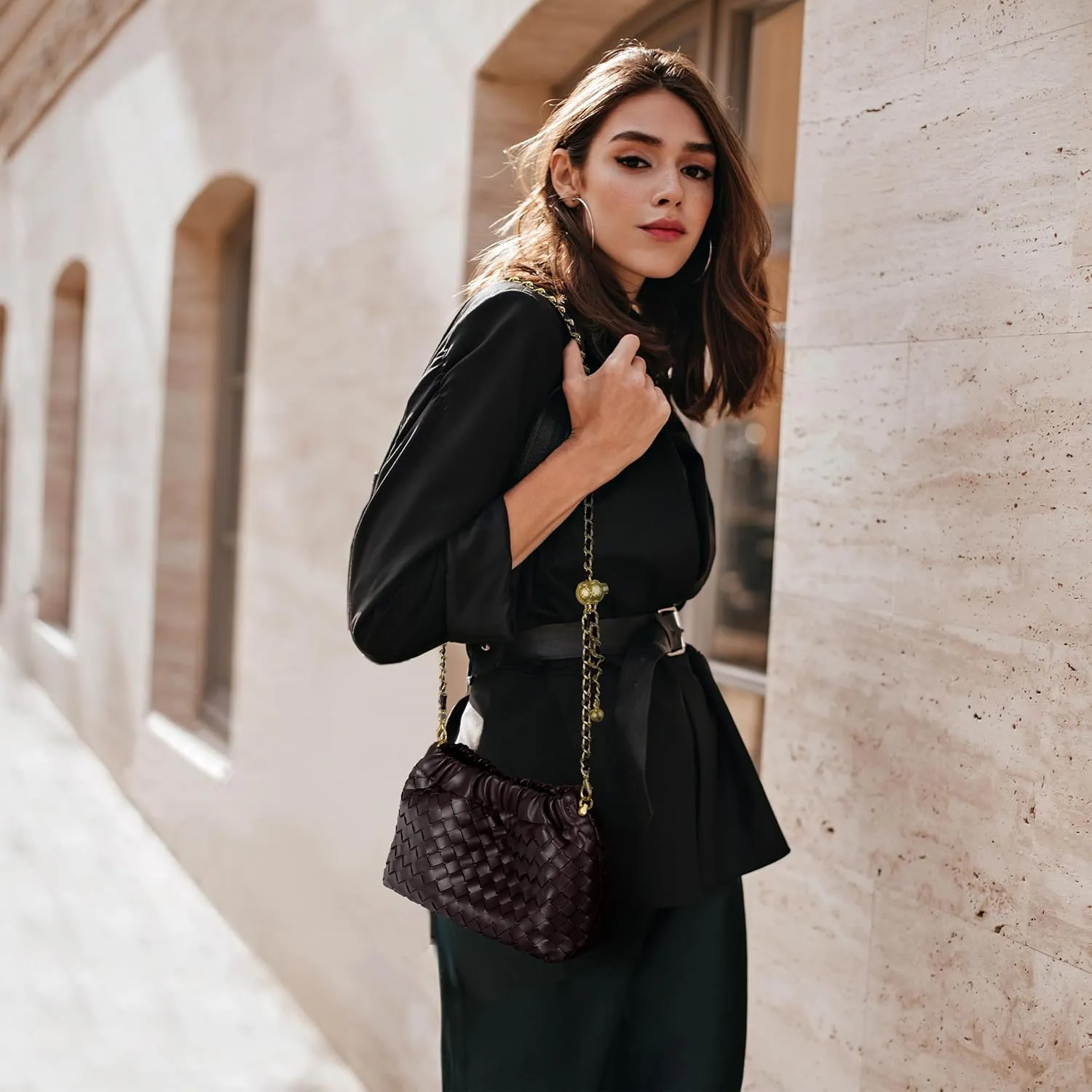 Joryin Woven Women's Crossbody Bag & Evening Purse, Trendy Dumpling Clutch & Hobo Cloud Shoulder Bag Trendy Dumpling Clutch