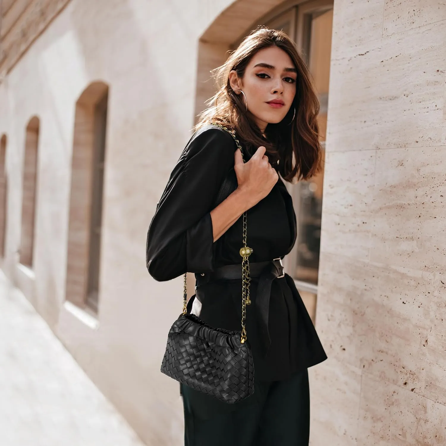 Joryin Woven Women's Crossbody Bag & Evening Purse, Trendy Dumpling Clutch & Hobo Cloud Shoulder Bag Trendy Dumpling Clutch