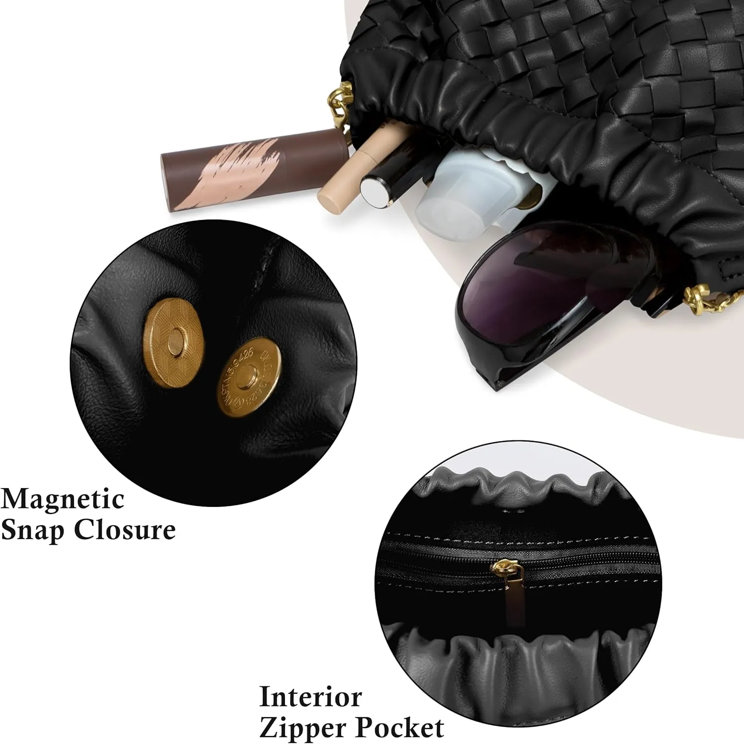Joryin Woven Women's Crossbody Bag & Evening Purse, Trendy Dumpling Clutch & Hobo Cloud Shoulder Bag Trendy Dumpling Clutch