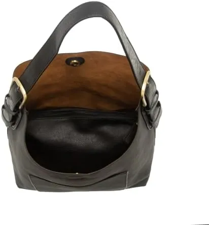 Joy Susan Womens Fashion Purse Faux Suede Hobo 2-in-1 Handbag