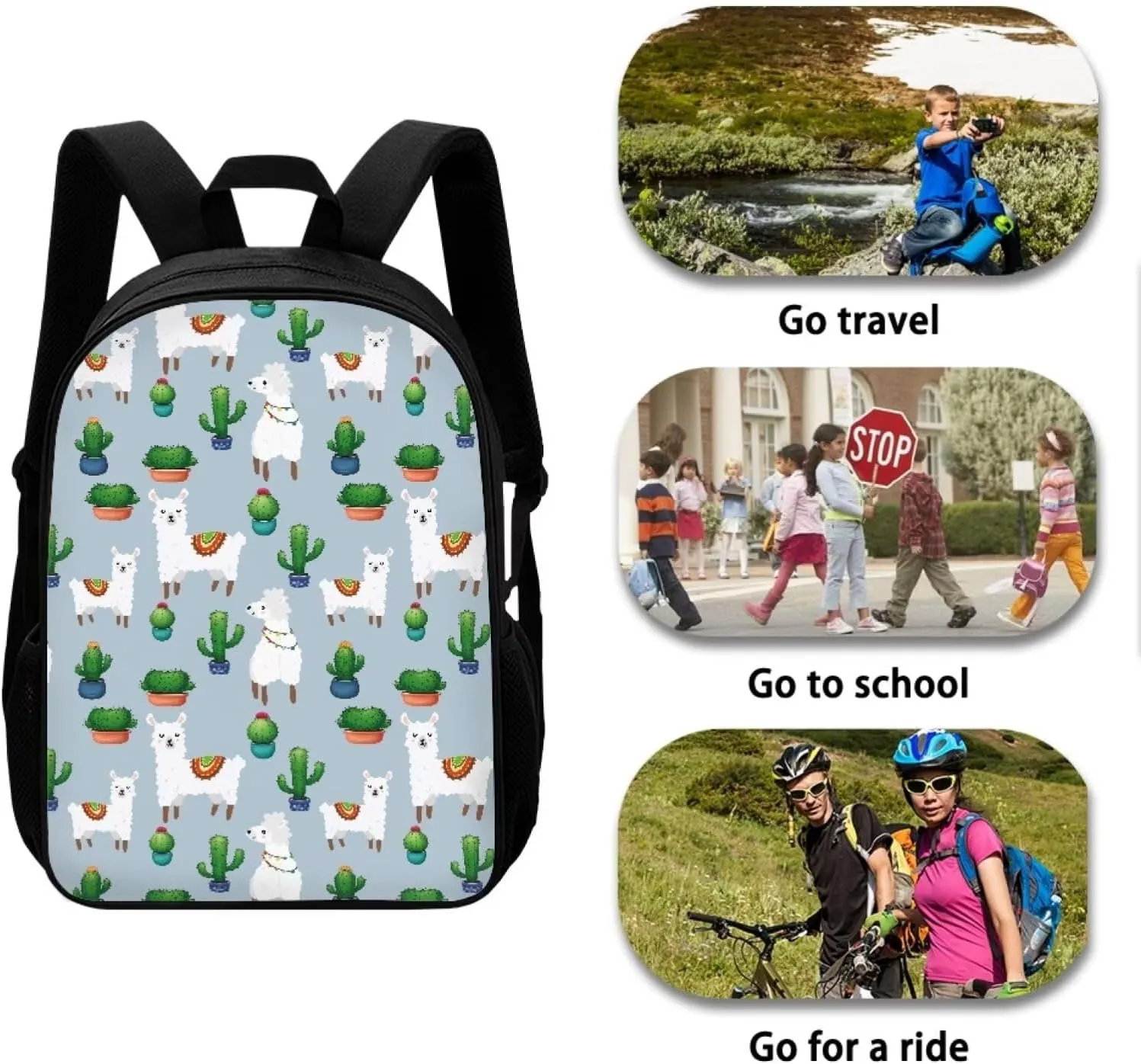 JoyLamoria Cactus Alpaca Backpack Travel Hiking Camping Bag Shoulder Bag Backpack Laptop Messenger Bag Crossbody Purse