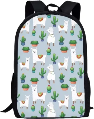 JoyLamoria Cactus Alpaca Backpack Travel Hiking Camping Bag Shoulder Bag Backpack Laptop Messenger Bag Crossbody Purse