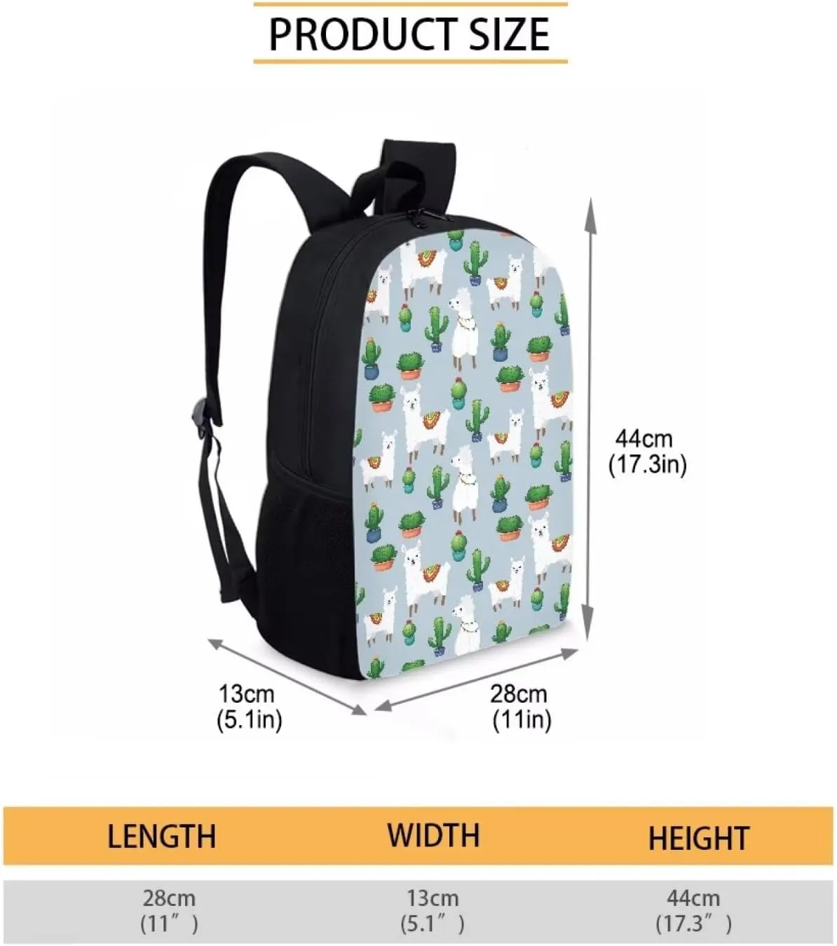 JoyLamoria Cactus Alpaca Backpack Travel Hiking Camping Bag Shoulder Bag Backpack Laptop Messenger Bag Crossbody Purse