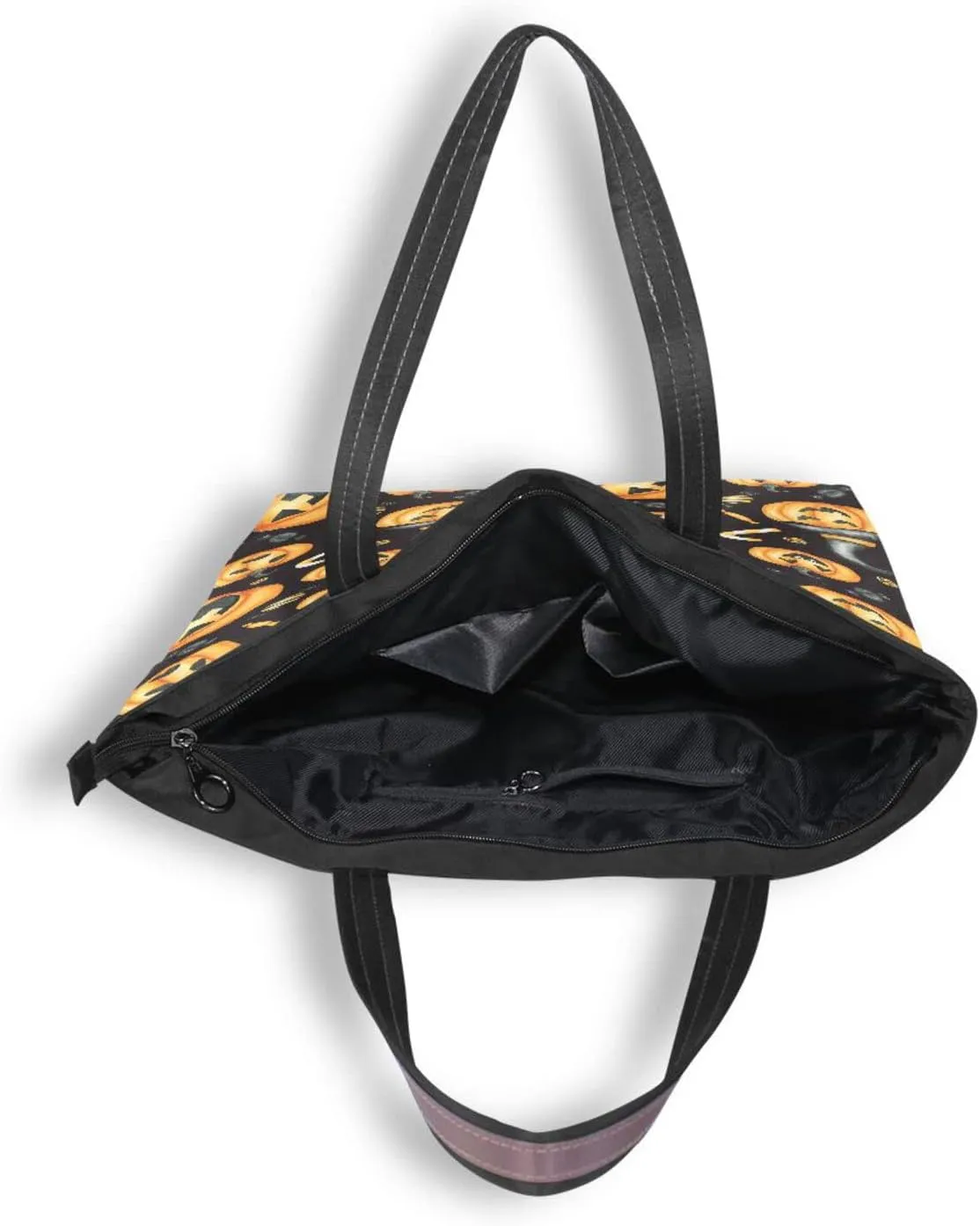 JSTEL Halloween Pumpkin Tote Purse with Pockets and Compartments,Halloween Tote Bag Zippered