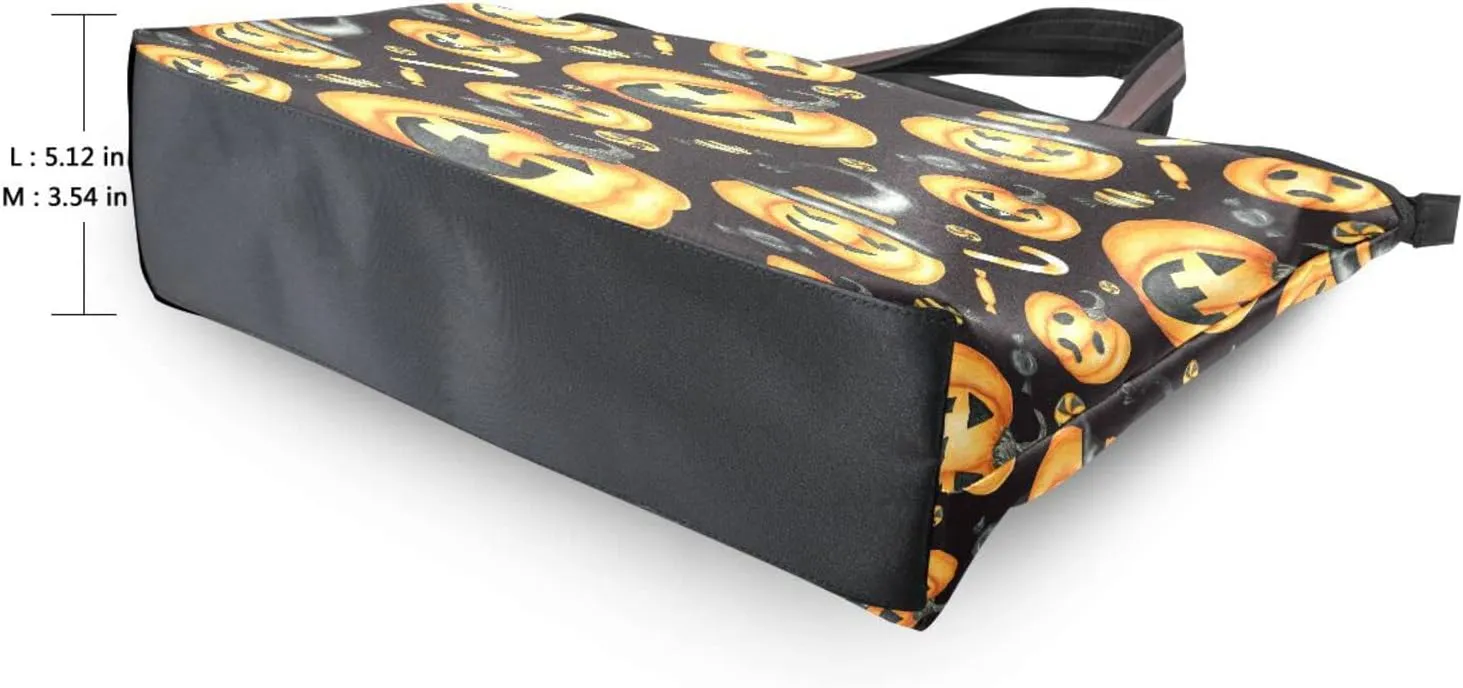 JSTEL Halloween Pumpkin Tote Purse with Pockets and Compartments,Halloween Tote Bag Zippered