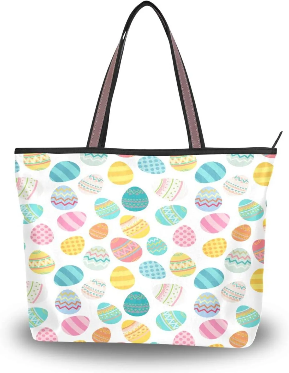 JSTEL Pattern Tote Bag for Women with Zipper Pocket Polyester Tote Purse Pattern Handbag Pattern Tote Purse