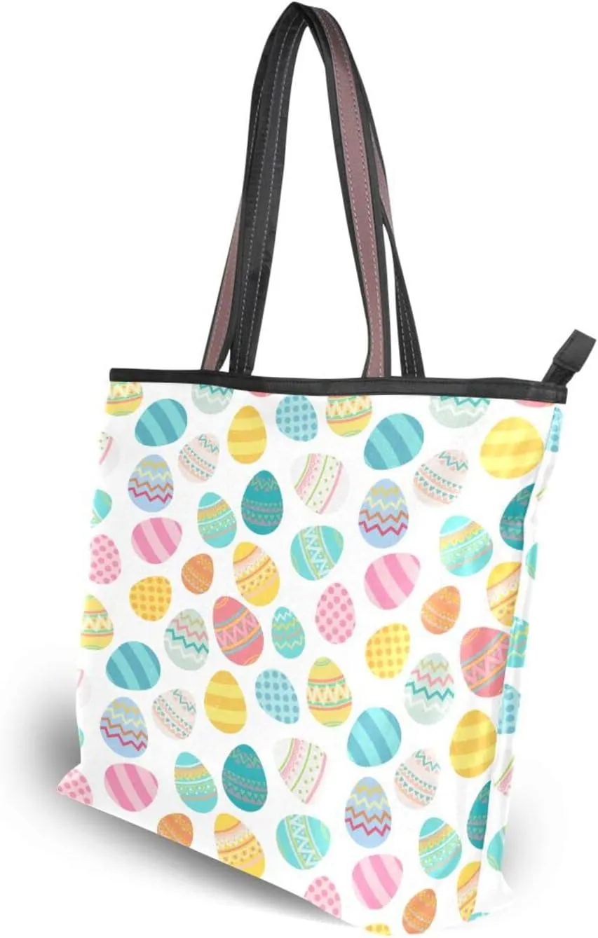 JSTEL Pattern Tote Bag for Women with Zipper Pocket Polyester Tote Purse Pattern Handbag Pattern Tote Purse