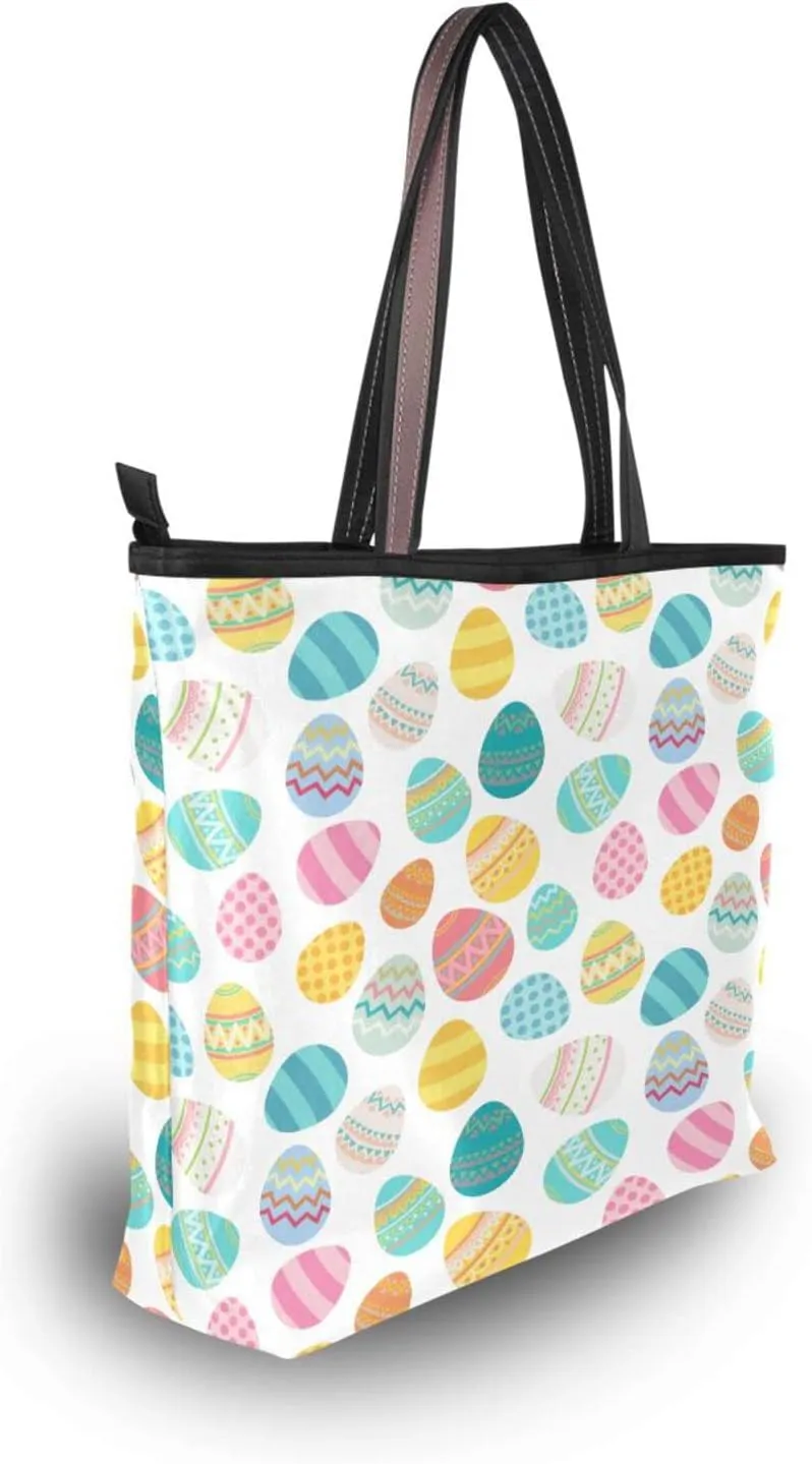 JSTEL Pattern Tote Bag for Women with Zipper Pocket Polyester Tote Purse Pattern Handbag Pattern Tote Purse