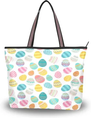JSTEL Pattern Tote Bag for Women with Zipper Pocket Polyester Tote Purse Pattern Handbag Pattern Tote Purse