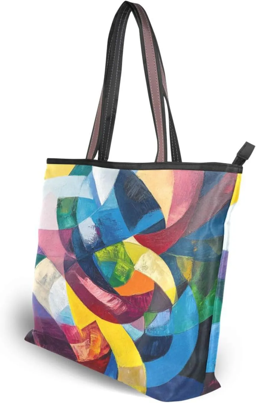 JSTEL Tote Bag for Women with Zipper,Polyester Tote Purse Holiday Tote Bag Work Handbag Women Gift