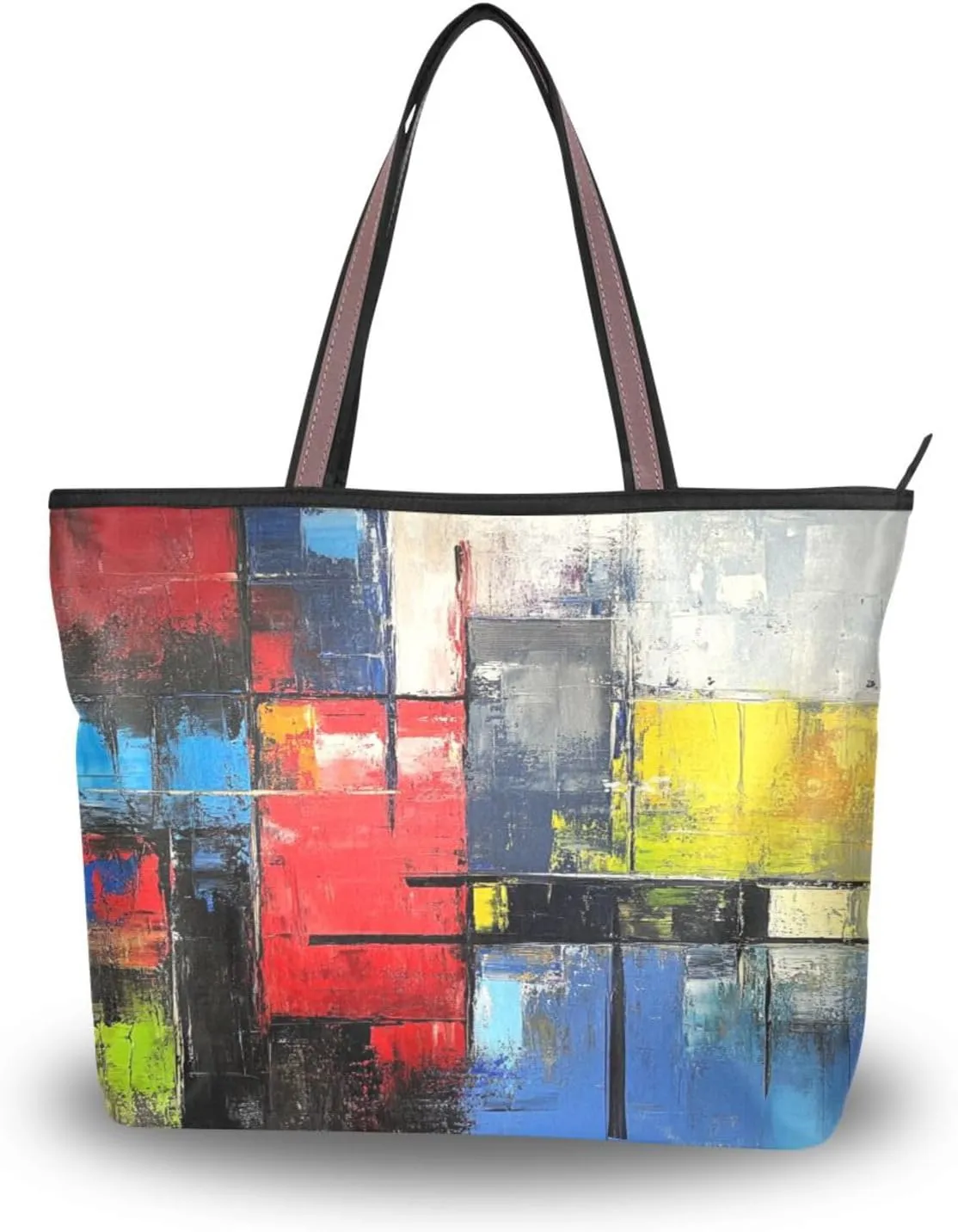 JSTEL Tote Bag for Women with Zipper,Polyester Tote Purse Holiday Tote Bag Work Handbag Women Gift
