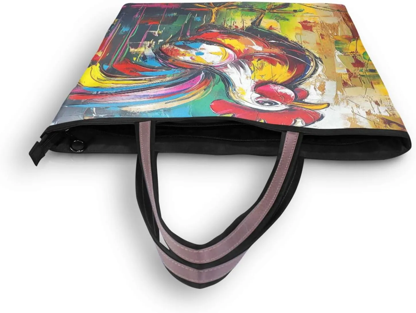 JSTEL Tote Bag for Women with Zipper,Polyester Tote Purse Holiday Tote Bag Work Handbag Women Gift