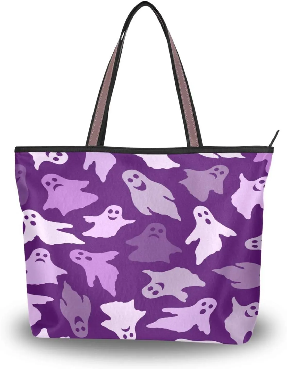 JSTEL Tote Bag for Women with Zipper,Polyester Tote Purse Holiday Tote Bag Work Handbag Women Gift