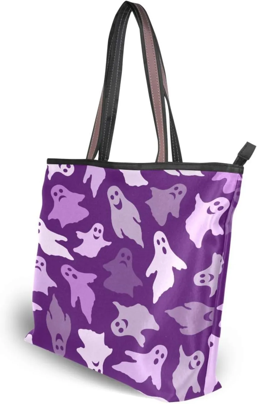 JSTEL Tote Bag for Women with Zipper,Polyester Tote Purse Holiday Tote Bag Work Handbag Women Gift