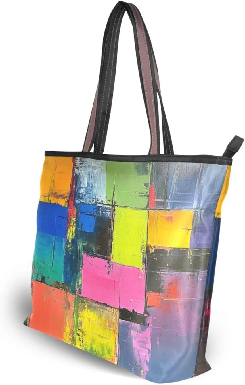 JSTEL Tote Bag for Women with Zipper,Polyester Tote Purse Holiday Tote Bag Work Handbag Women Gift