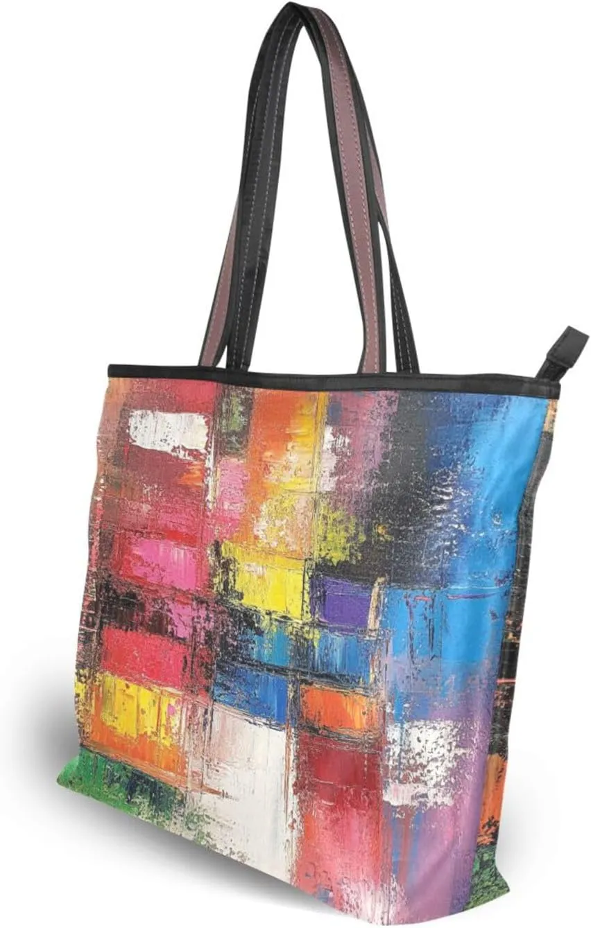 JSTEL Tote Bag for Women with Zipper,Polyester Tote Purse Holiday Tote Bag Work Handbag Women Gift