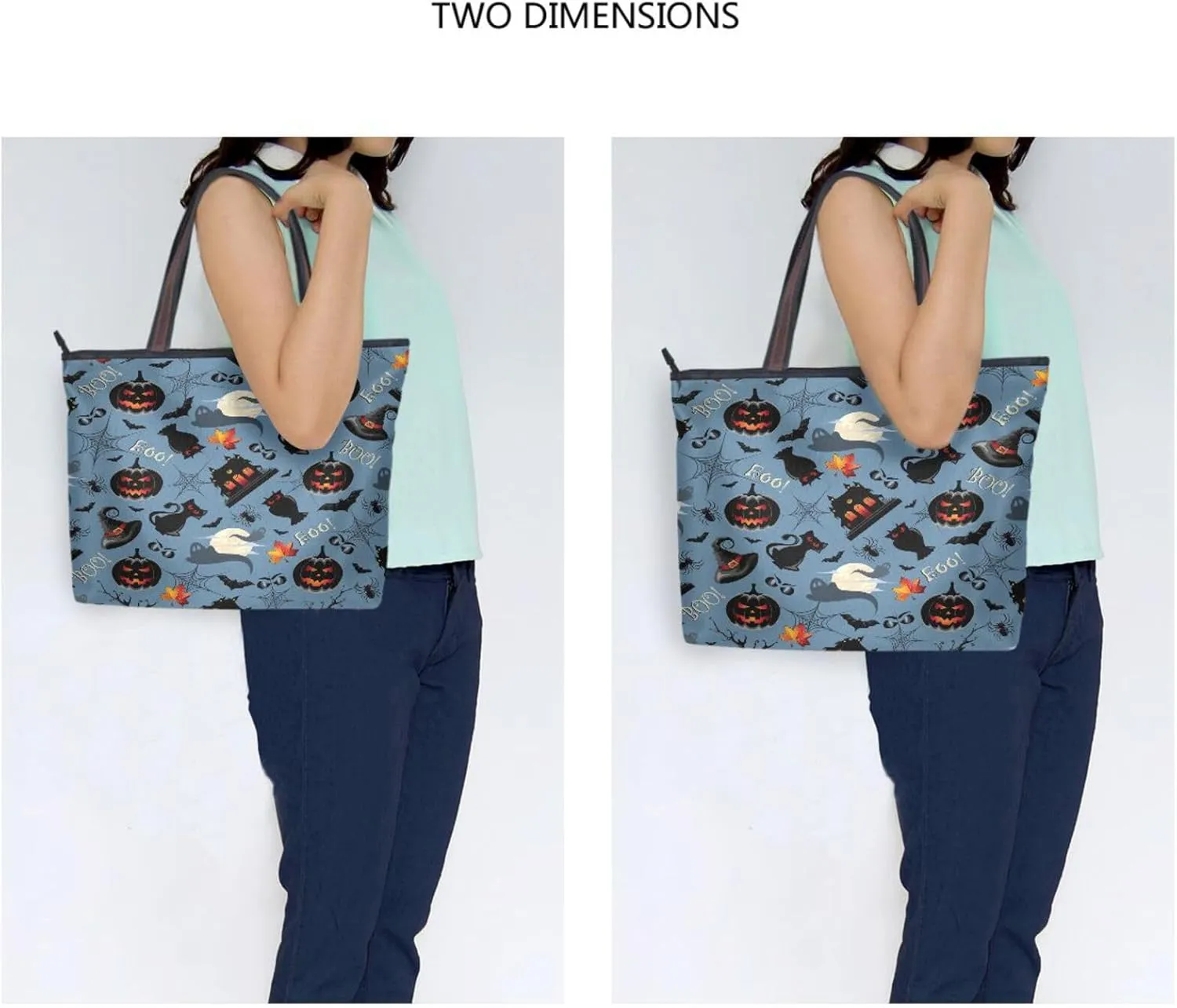 JSTEL Tote Bag for Women with Zipper,Polyester Tote Purse Holiday Tote Bag Work Handbag Women Gift