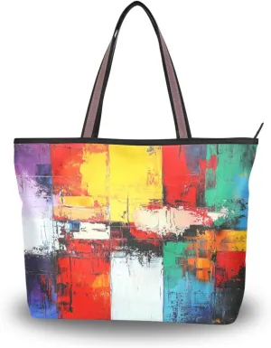 JSTEL Tote Bag for Women with Zipper,Polyester Tote Purse Holiday Tote Bag Work Handbag Women Gift