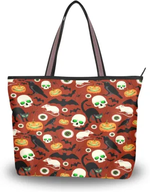 JSTEL Tote Bag for Women with Zipper,Polyester Tote Purse Holiday Tote Bag Work Handbag Women Gift