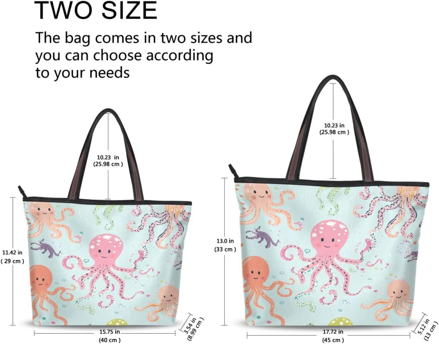 JSTEL Tote Bag for Women with Zipper,Polyester Tote Purse Holiday Tote Bag Work Handbag Women Gift