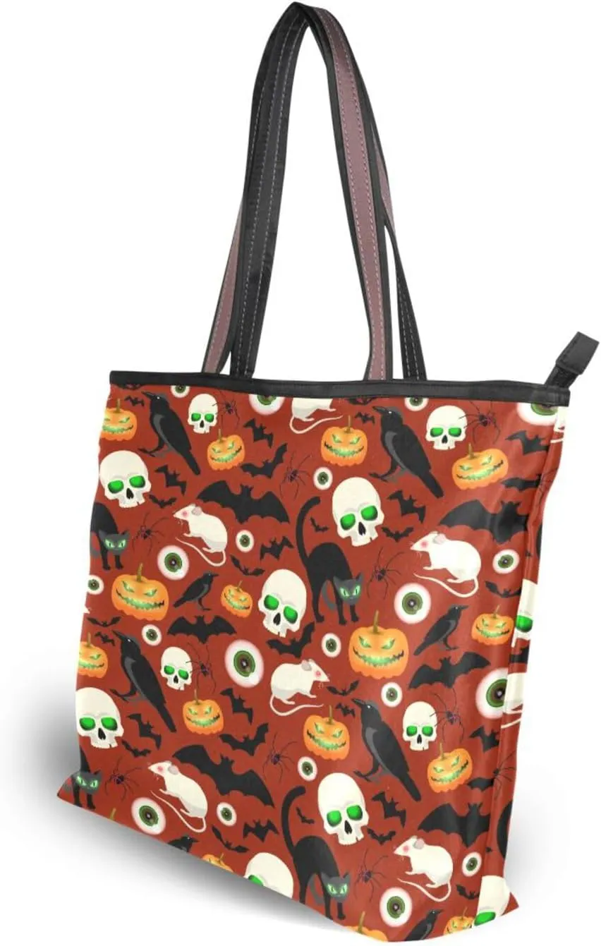 JSTEL Tote Bag for Women with Zipper,Polyester Tote Purse Holiday Tote Bag Work Handbag Women Gift